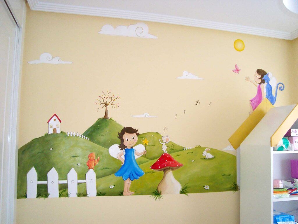 Murales de personajes infantiles.