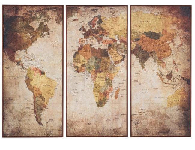 Tríptico de un mapa.