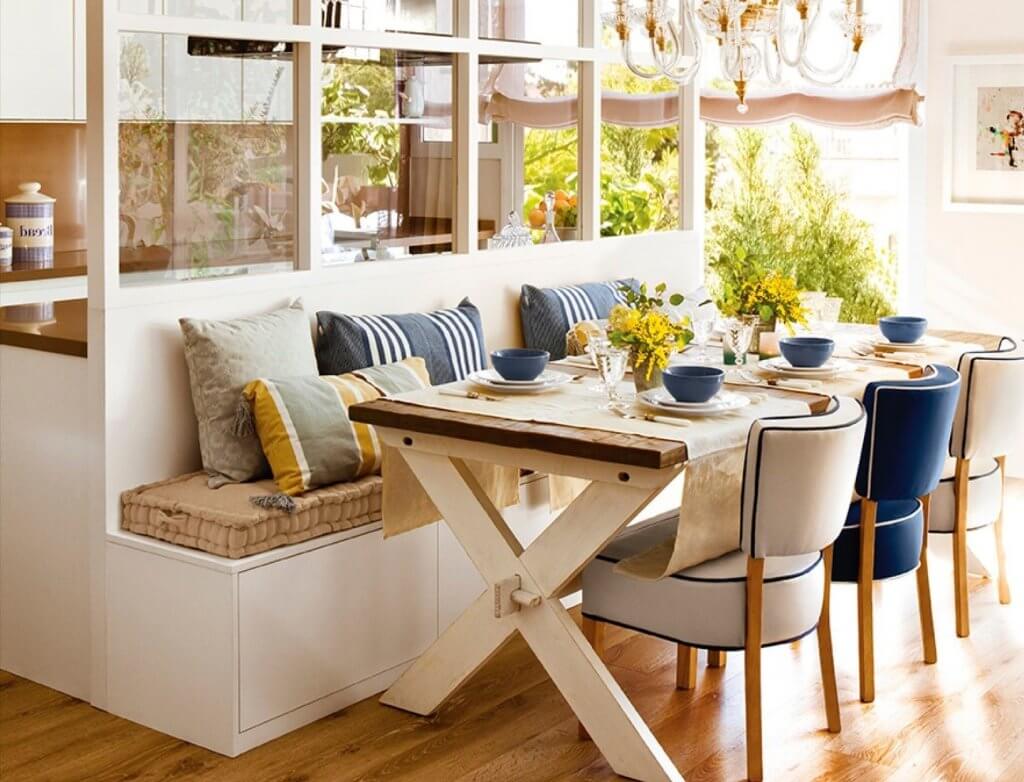 Banco y mesa para cocina.