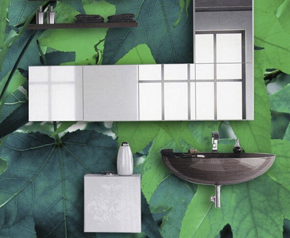 Mural de hojas para el baño.
