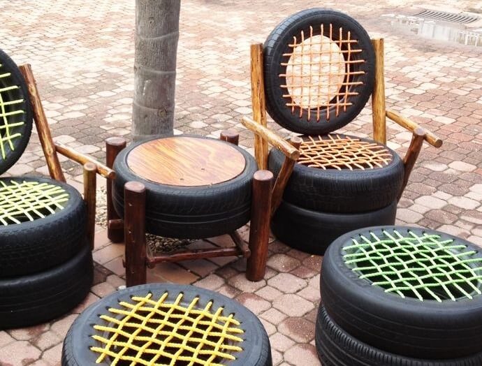 Sillas de caucho.