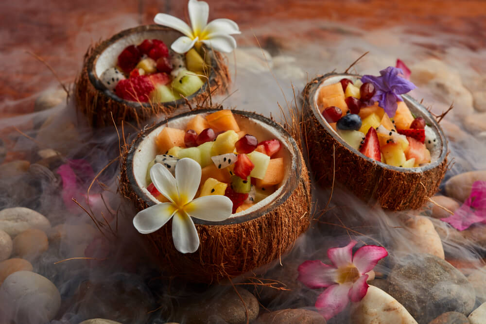 Alimentos para una fiesta hawaiana