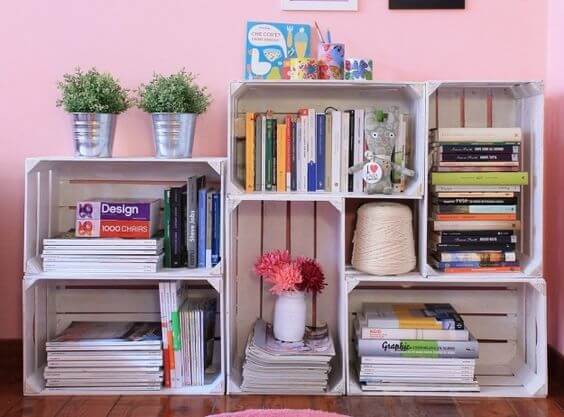 Libreros originales hechos con cajas de madera