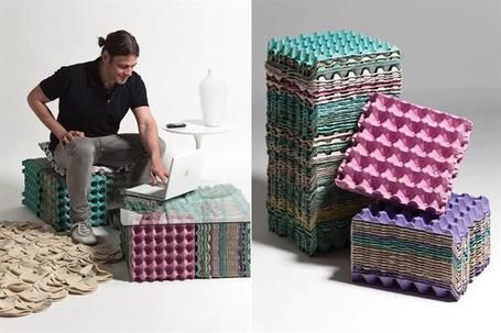 Recursos decorativos con hueveras: asiento
