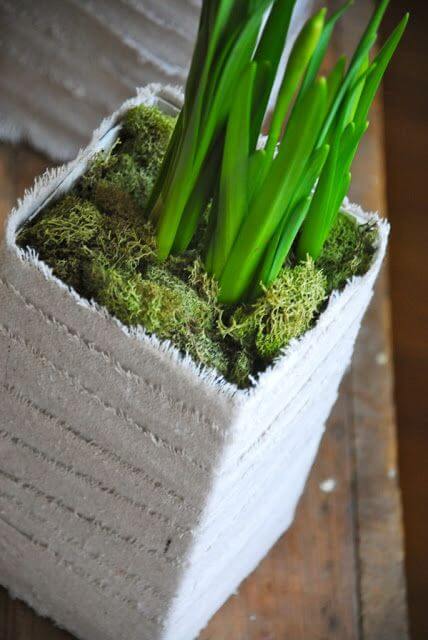 Macetero con cartón de leche