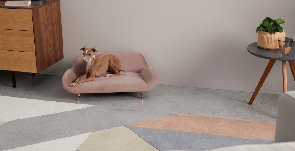 A god lying on a Moby sofa.