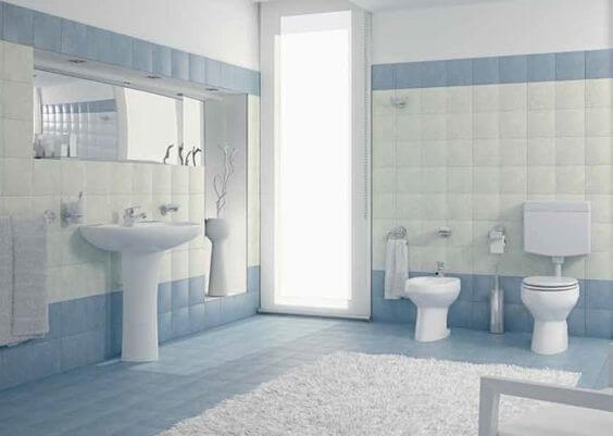 Baño azul celeste