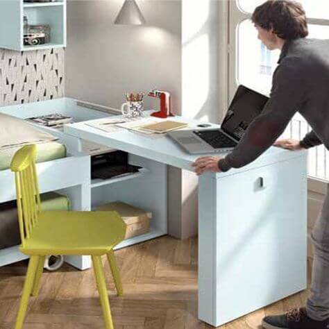 Escritorio con espacio de guardado en las habitaciones juveniles