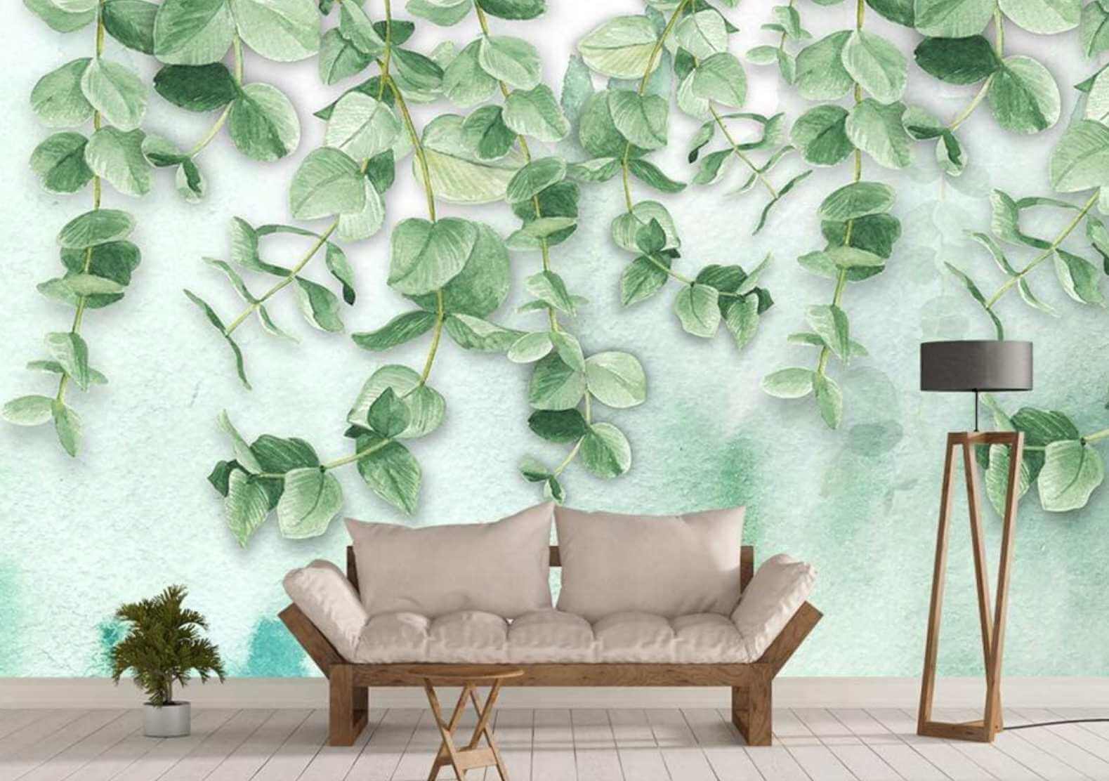 living room with wallpaper