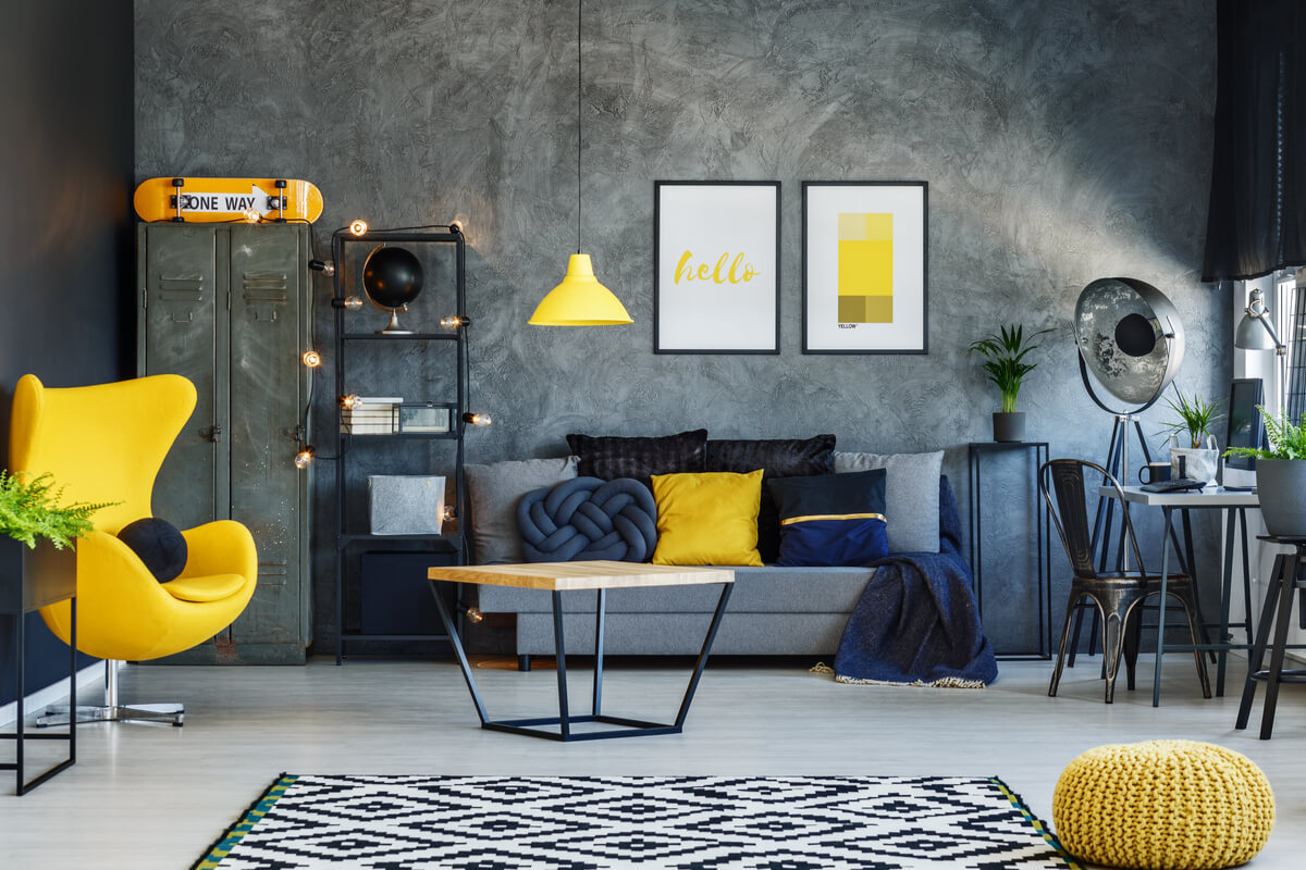 Ideas to use gray and yellow in decoration