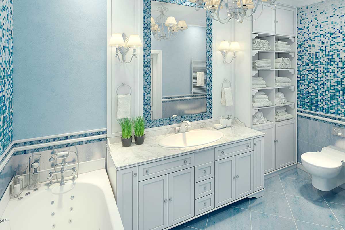 Paint the bathroom light blue.
