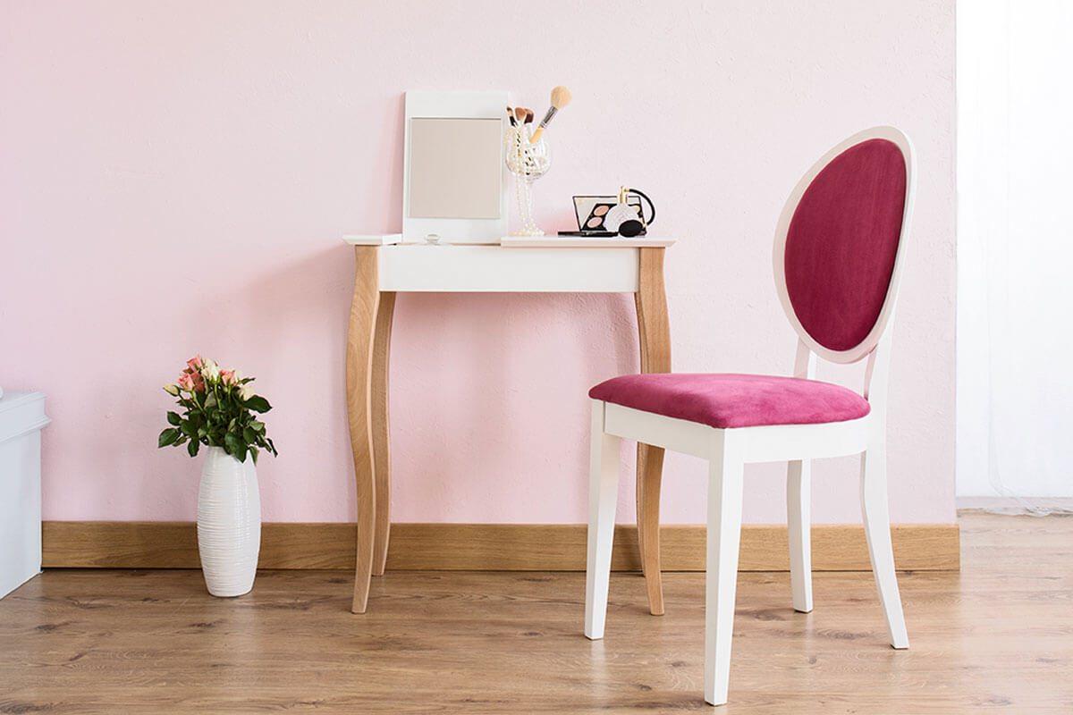 There are several chair options for that vanity corner.