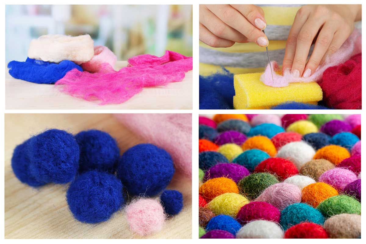 How to make felt ball rugs.