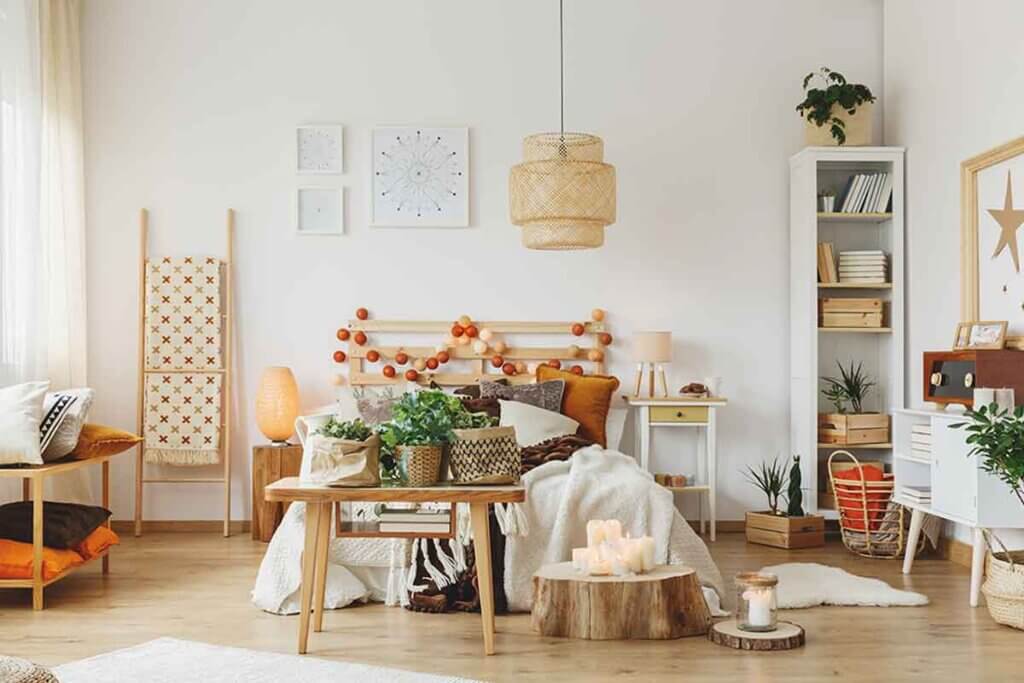 Use logs or branches to create decorative tables.