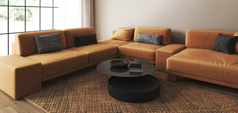 Sala de muebles modulares.